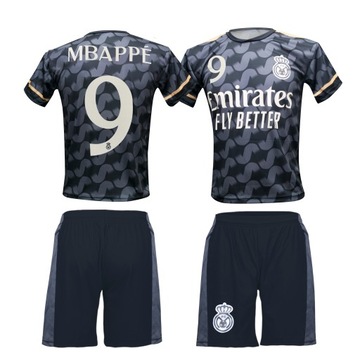 Strój Piłkarski KOMPLET CZARNY MBAPPE REAL r. 134cm