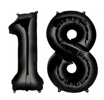 Balon foliowy 18,balon na 18 urodziny, balon 18 czarny 100 cm