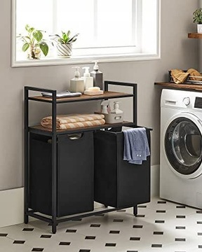 Корзина для сортировки белья, 2 корзины, 2 полки, стальная чердачная конструкция.