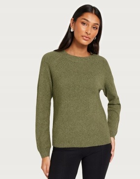 Only zfx okrągły dekolt klasyczny sweter zielony XS