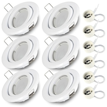 Oprawa halogen biała regulowana oczko Led + żarówka LED GU10 7W neutralna