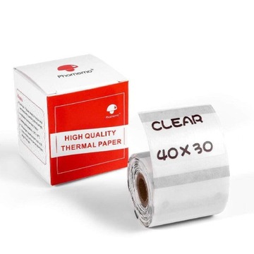 Прозрачные термоэтикетки с клеем 40х30мм 230шт для Phomemo M110