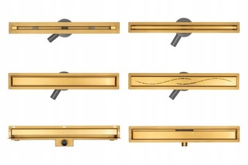 Настенный линейный трап 80 см, матовое золото