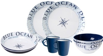 ZESTAW OBIADOWY MELAMINA BRUNNER BLUE OCEAN 8 szt.