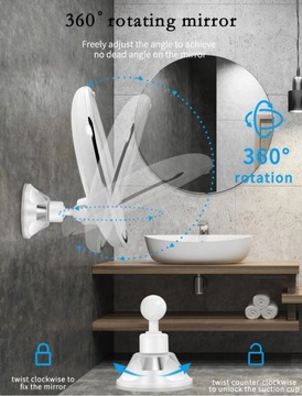 Adler AD 2168 Зеркало для ванной комнаты со светодиодной подсветкой, увеличивающее макияж, 24 светодиода