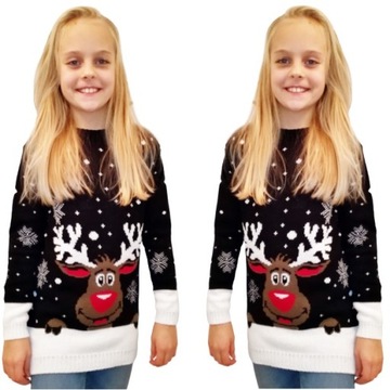 SWIATECZNY SWETER DLA DZIECKA RENIFER 5/6 LAT