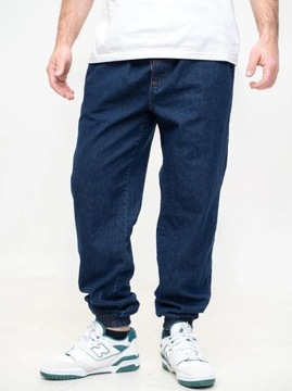 SZEROKIE MĘSKIE SPODNIE JEANSOWE Baggy Jogger Ciemne Niebieskie Metoda L