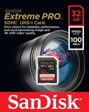 Карта SANDISK EXTREME PRO 32 ГБ SDHC 100/90 U3 V30