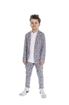 Marynarka w kratę szara jasna All For Kids 128 134