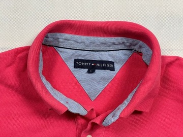 Tommy Hilfiger logo unikat róż longsleeve polo XL