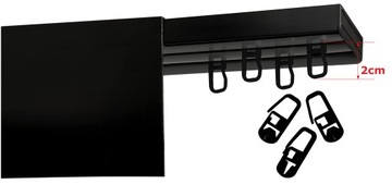 Потолочный карниз ЧЕРНЫЙ 2 направляющие с крышкой Потолочный карниз с крышкой 9CM 320