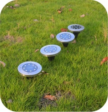 СОЛНЕЧНАЯ САДОВАЯ ЛАМПА СВЕТОДИОДНЫЕ НАЗЕМНЫЕ ЛАМПЫ ДИСКОВЫЙ ДАТЧИК СУМЕРКИ 4 X ДИСК