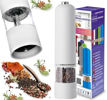 ELEKTRYCZNY MŁYNEK DO PIEPRZU SOLI PRZYPRAW BIAŁY