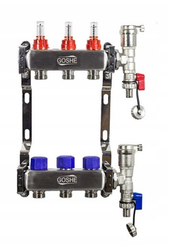 Напольный распределитель INOX стальной, 3-х контурный Goshe 0331.211