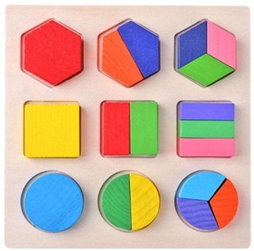 EDUKACYJNE KLOCKI DREWNIANE FIGURY GEOMETRYCZNE