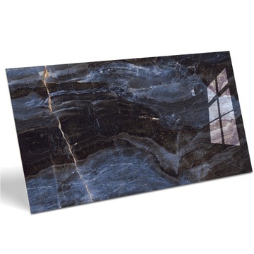 НАПОЛЬНАЯ ПЛИТКА ДЛЯ ВАННОЙ КОМНАТЫ СИНИЙ TULSA СИНИЙ МРАМОР ГЕРАМИКА 120x60 ГЛЯНЕЦ