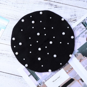 ЗИМНЯЯ КАШЕМИРОВАЯ БЕРЕТТА С ЖЕМЧУГОМ, СТИЛЬНАЯ И УДОБНАЯ