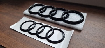 Комплект эмблем Audi, глянцевый черный, передняя и задняя A4 B9, A6 C8 273 мм+ 200 мм