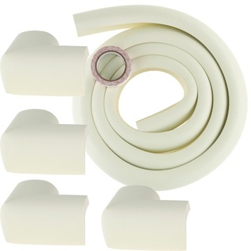 TAŚMA ZABEZPIECZAJĄCA PIANKOWA DO MEBLI + 4 NAROŻNIKI OSŁONA KRAWĘDZI BIAŁE