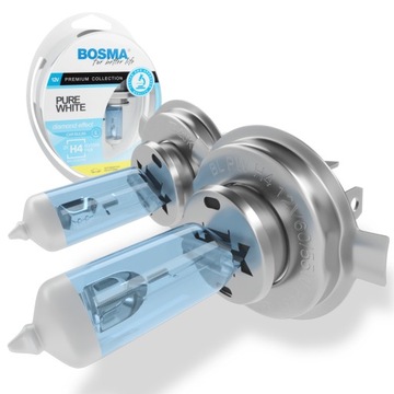 2x ŻARÓWKI HALOGENOWE H4 - 12V 60/55W 3800K P43t - BOSMA Premium Pure White