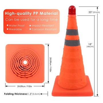 4X PACHOŁEK DROGOWY SŁUPEK SKŁADANY ODBLASK 45cm