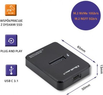 Док-станция M2 M.2 Nvme и SATA SSD с кабелем USB 3.1 USB-C емкостью до 2 ТБ