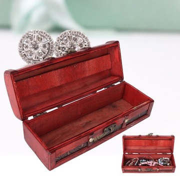 Retro Drewniane Pudełko z Biżuterią Elegancki