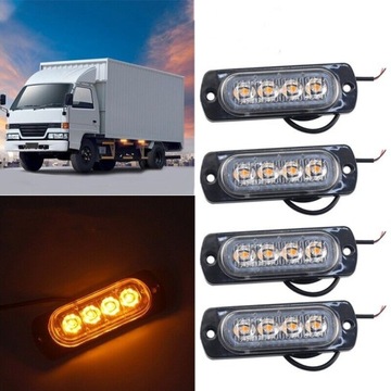 4X LAMPA OSTRZEGAWCZA STROBOSKOP BŁYSKI 4LED