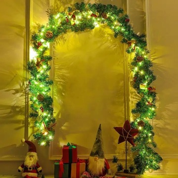 РОЖДЕСТВЕНСКАЯ ГИРЛЯНДИЯ С ЕЛОЧНЫМИ гирляндами, 3 м, 7 м светодиодные фонари, 70 см, ЗЕЛЕНАЯ ЦЕПЬ