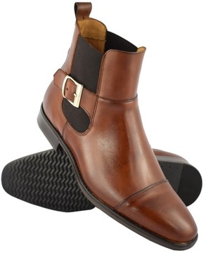 BUTY SZTYBLETY MĘSKIE SKÓRA BRĄZ 44 29,5 cm PAN