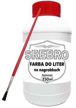 SREBRNA FARBA DO LITER NA GROBACH SREBRO + PĘDZEL