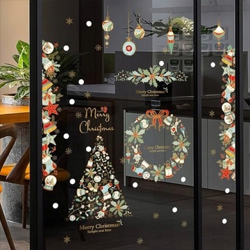 РОЖДЕСТВЕНСКИЕ НАКЛЕЙКИ НА ОКНА БОЛЬШИЕ ЛИСТОВЫЕ УКРАШЕНИЯ ОКОН БЕЗ КЛЕЯ