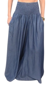 Джинсовые легкие брюки-юбка длинные оверсайз