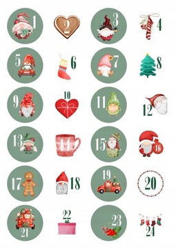 Kalendarz ADWENTOWY TOREBKI DIY Zestaw XXL Świąteczny Naklejki Sznurek