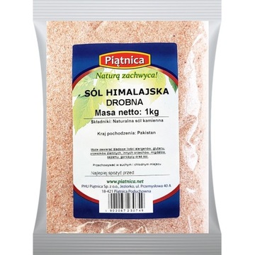 SÓL HIMALAJSKA DROBNA RÓŻOWA 1kg PIĄTNICA NATURALNA SÓL HIMALAJSKA