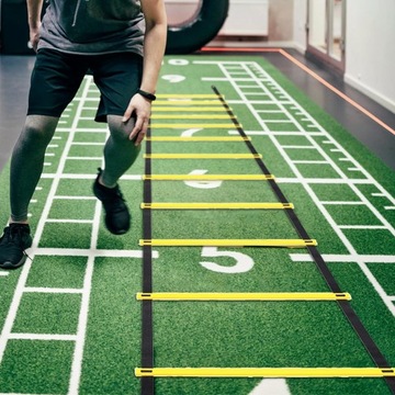 ЛЕСТНИЦА ДЛЯ ТРЕНИРОВКИ СКОРОСТИ ЛЕВОСТИ 6 М, НАБОР 10 СПОРТИВНЫХ КОНУСОВ + ПАРАШЮТ