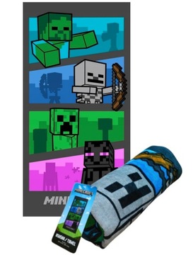 RĘCZNIK 70x140 MINECRAFT CREEPER NA PLAŻĘ BAWEŁNA PLAŻOWY KĄPIELOWY
