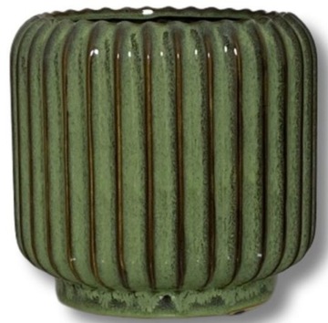 DONICZKA ZIELONA CERAMICZNA BRĄZOWE PRĄŻKI 19,5x21