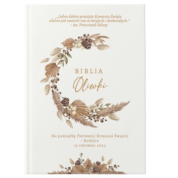 BIBLIA Prezent I Komunia PERSONALIZACJA Imię Boho