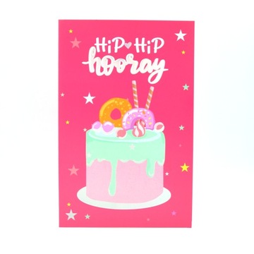 KARTKA OKOLICZNOŚCIOWA urodziny HAPPY BIRTHDAY urodzinowa TORT różowa