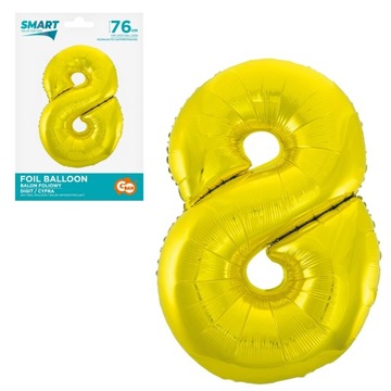 BALON FOLIOWY SMART CYFRA 8 ZŁOTY 76cm GODAN