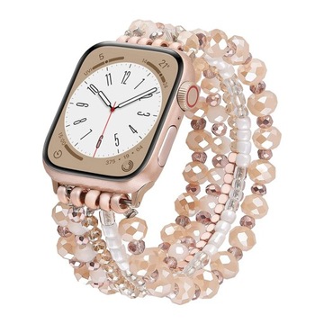 Watch Strap for Apple Faux Pearl Rhinestone Beaded Watch