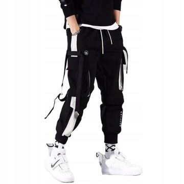 Moda Spodnie Joggery Młodzieżowe Bojówki Kieszenie