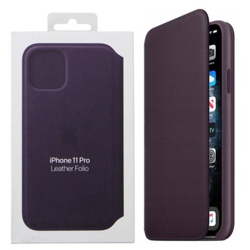 ORYGINALNE PLECKI ETUI LEATHER FOLIO APPLE iPhone 11 PRO AUBERGINE