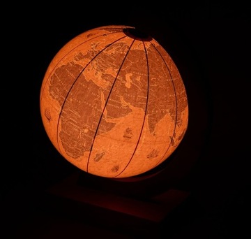 GLOBUS ŻAGLOWCE 32cm PODŚWIETLANY OPRAWA DREWNIANA