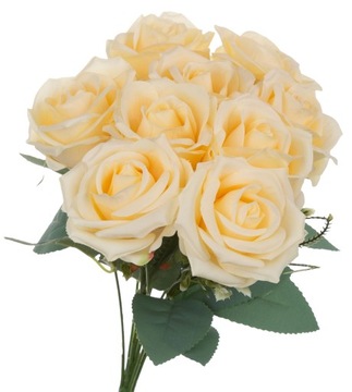RÓŻA BUKIET ŻÓŁTYCH RÓŻ KWIATY SZTUCZNE 36 CM