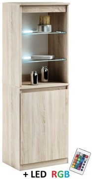 032-021 WITRYNA LED/1d + oświetlenie RGB - SONOMA