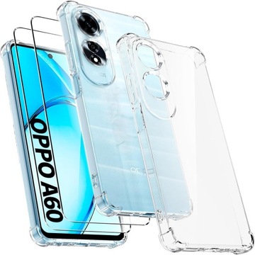 Etui do OPPO A60 ANTI SHOCK OBUDOWA CASE CLEAR 2X SZKŁO OCHRONNE