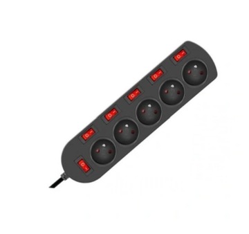 Przedłużacz 5-gniazd 1,5m czarny EPS-501,5W6-2