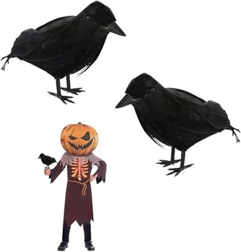 2X REKWIZYT OZDOBA HALLOWEEN STRASZNA WRONA KRUK